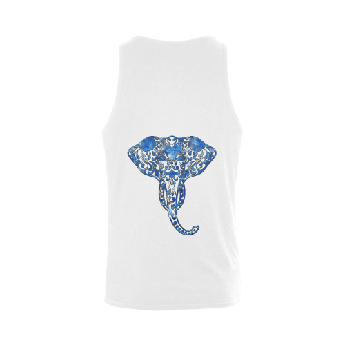 Blue Denim Elephant Plus-size Men's Shoulder-Free Tank Top (Model T33)