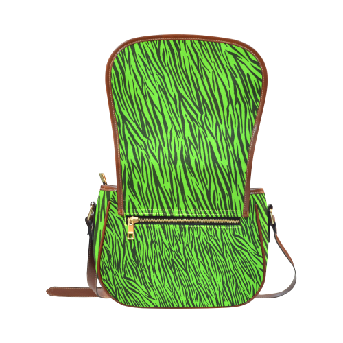Green Zebra Stripes Animal Print Fur Saddle Bag/Large (Model 1649)