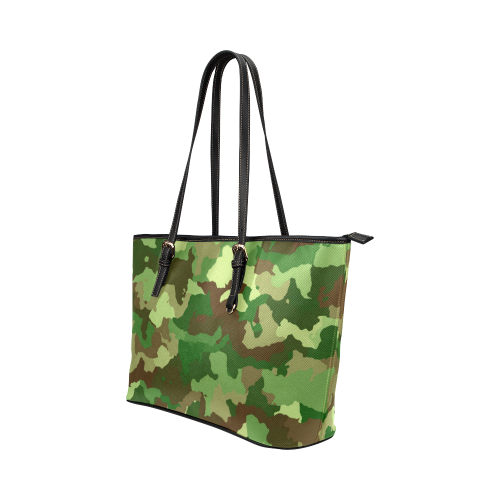 camouflage green Leather Tote Bag/Small (Model 1651)