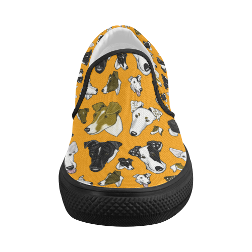 smooth fox terrier orange Women's Slip-on Canvas Shoes (Model 019)