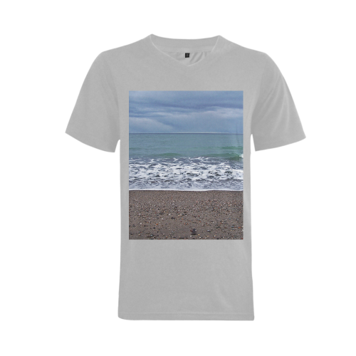 Foam on the Beach Men's V-Neck T-shirt  Big Size(USA Size) (Model T10)