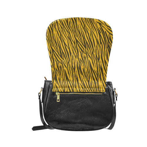Yellow Zebra Stripes Animal Print Fur Classic Saddle Bag/Large (Model 1648)