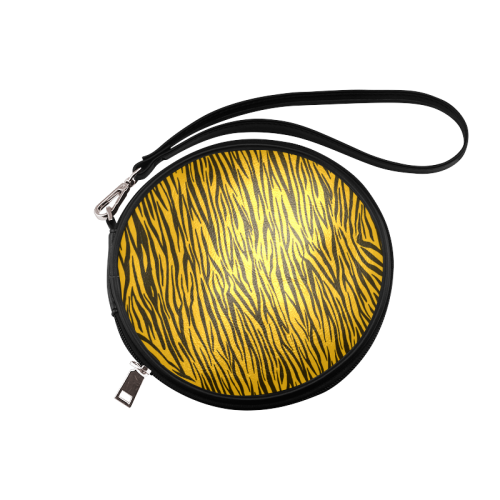 Yellow Zebra Stripes Animal Print Fur Round Makeup Bag (Model 1625)