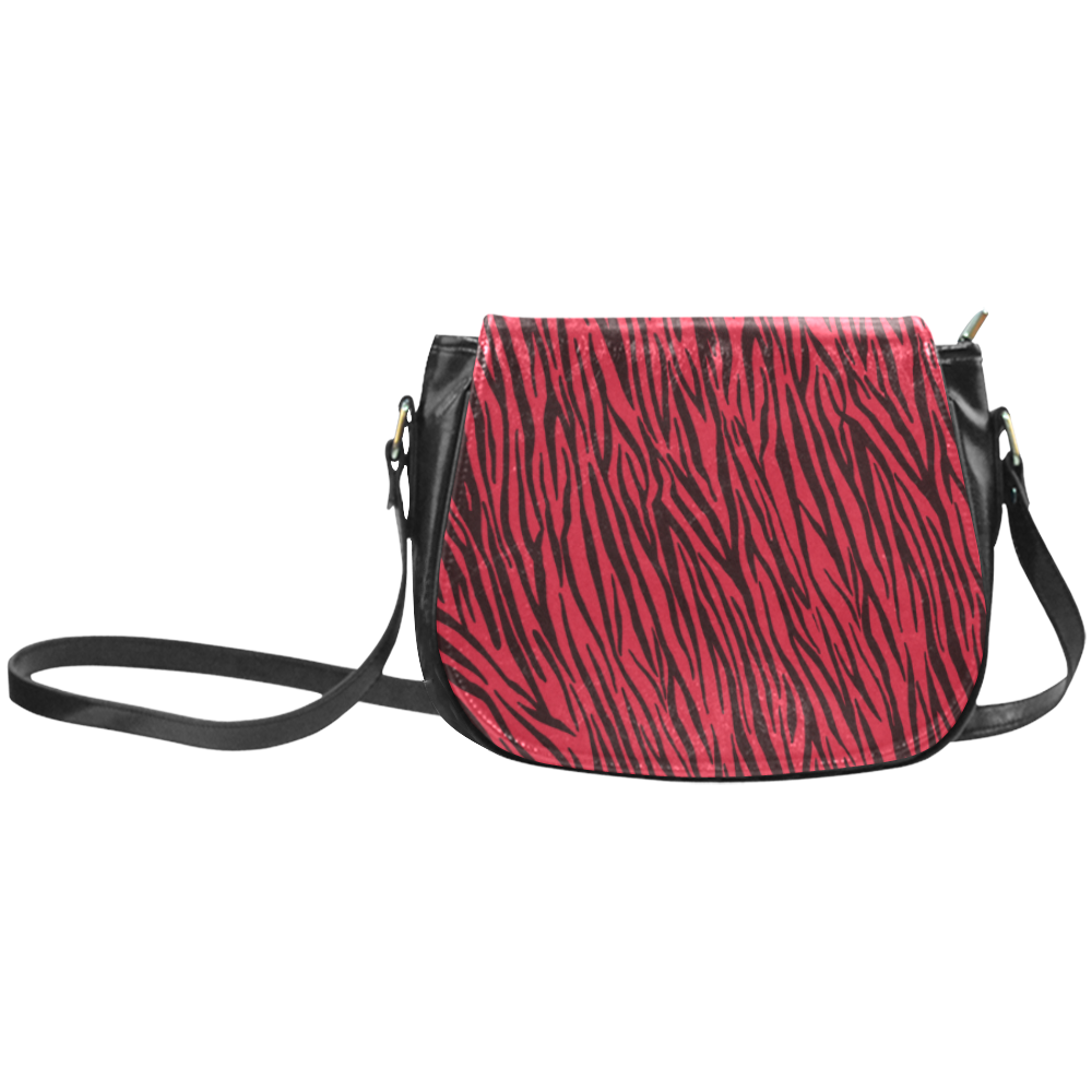Red Zebra Stripes Animal Print Fur Classic Saddle Bag/Small (Model 1648)