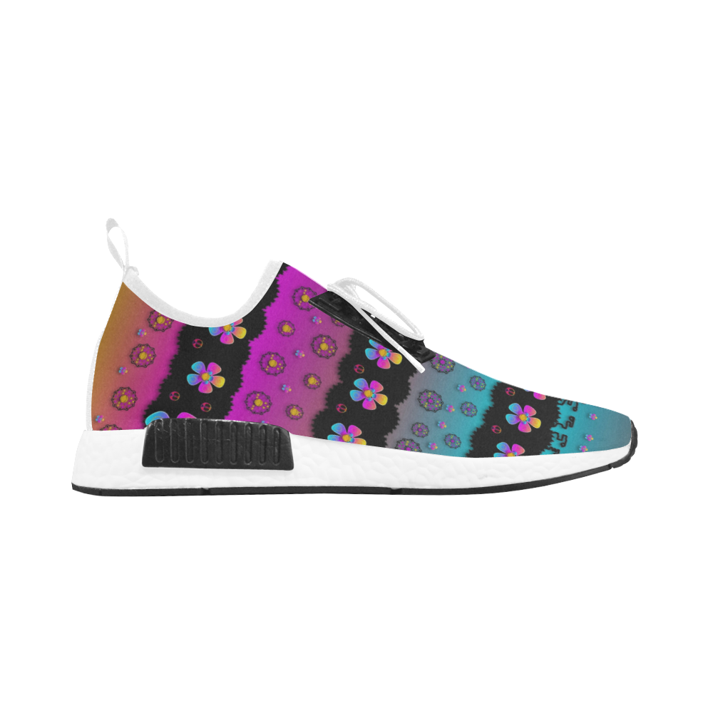 Rainbow  big flowers in peace for love and freedom Women’s Draco Running Shoes (Model 025)