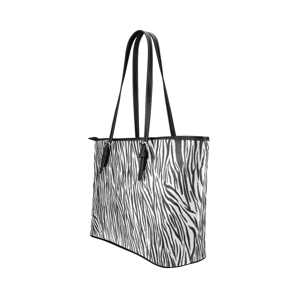 Zebra Stripes Animal Print Fur Leather Tote Bag/Large (Model 1651) | ID ...