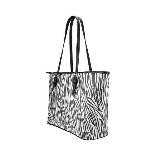 Zebra Stripes Animal Print Fur Leather Tote Bag/Large (Model 1651)