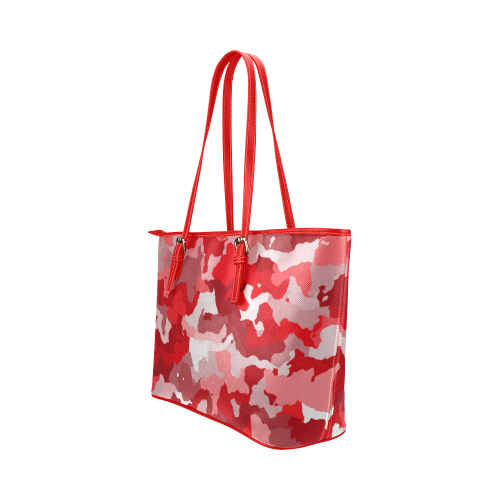 camouflage red Leather Tote Bag/Small (Model 1651)