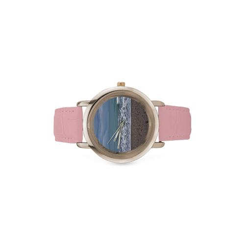 Foam on the Beach Women's Rose Gold Leather Strap Watch(Model 201)