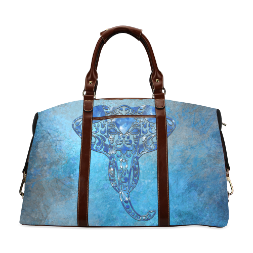 A blue watercolor elephant portrait in denim look Classic Travel Bag (Model 1643)
