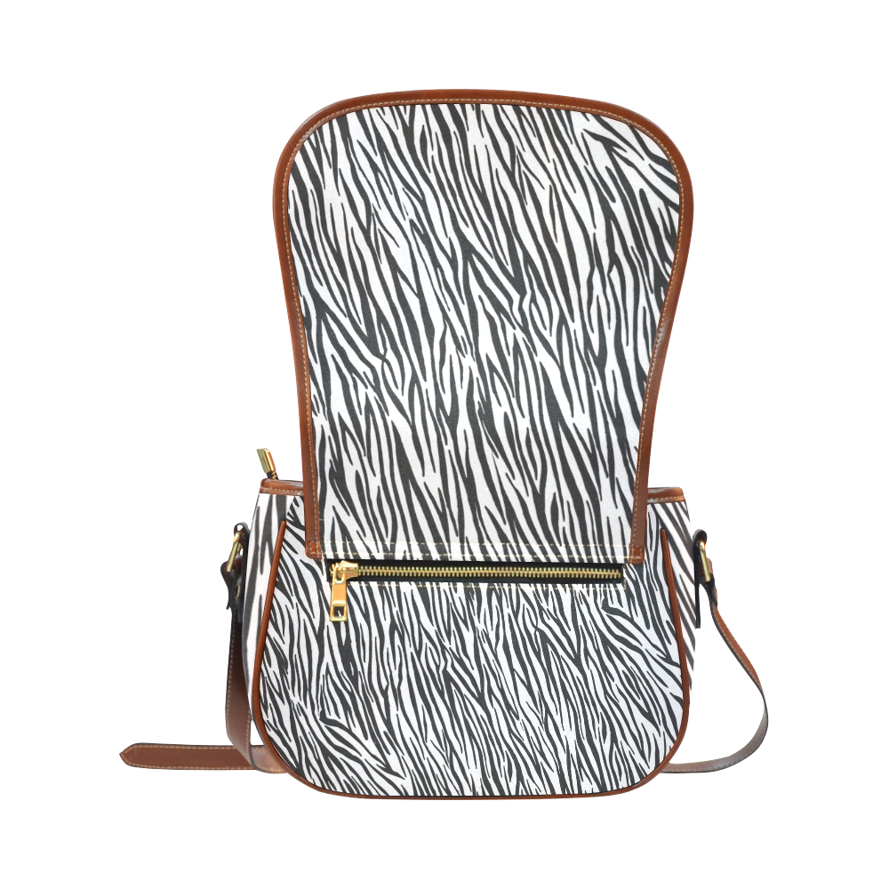 Zebra Stripes Animal Print Fur Saddle Bag/Small (Model 1649) Full Customization