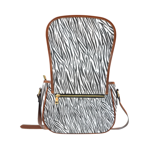 Zebra Stripes Animal Print Fur Saddle Bag/Small (Model 1649) Full Customization