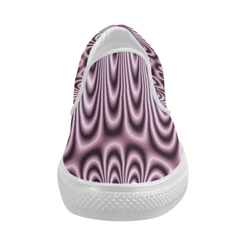 Soft Lilac Fractal Women's Slip-on Canvas Shoes (Model 019)