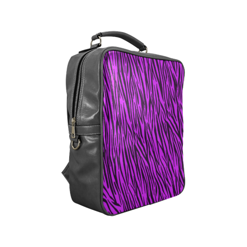 Purple Zebra Stripes Animal Print Fur Square Backpack (Model 1618)