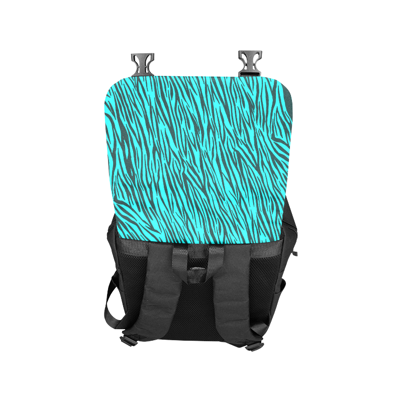 Turquoise Zebra Stripes Animal Print Fur Casual Shoulders Backpack (Model 1623)