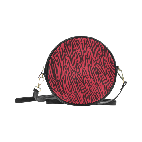 Red Zebra Stripes Animal Print Fur Round Sling Bag (Model 1647)