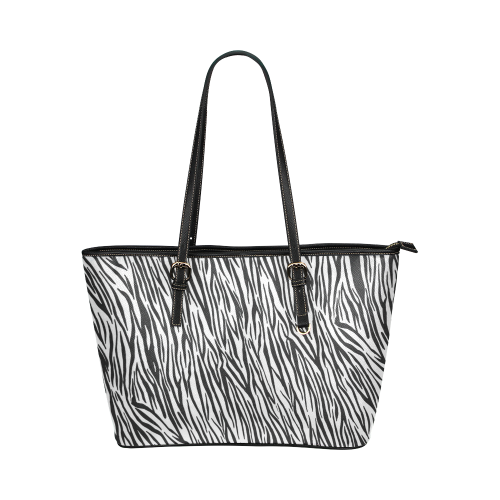 Zebra Stripes Animal Print Fur Leather Tote Bag/Large (Model 1651)