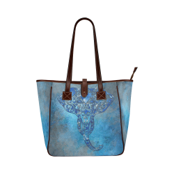 A blue watercolor elephant portrait in denim look Classic Tote Bag (Model 1644)