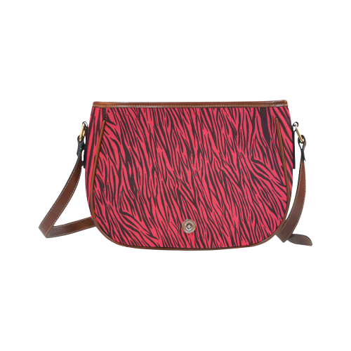 Red Zebra Stripes Animal Print Fur Saddle Bag/Small (Model 1649) Full Customization