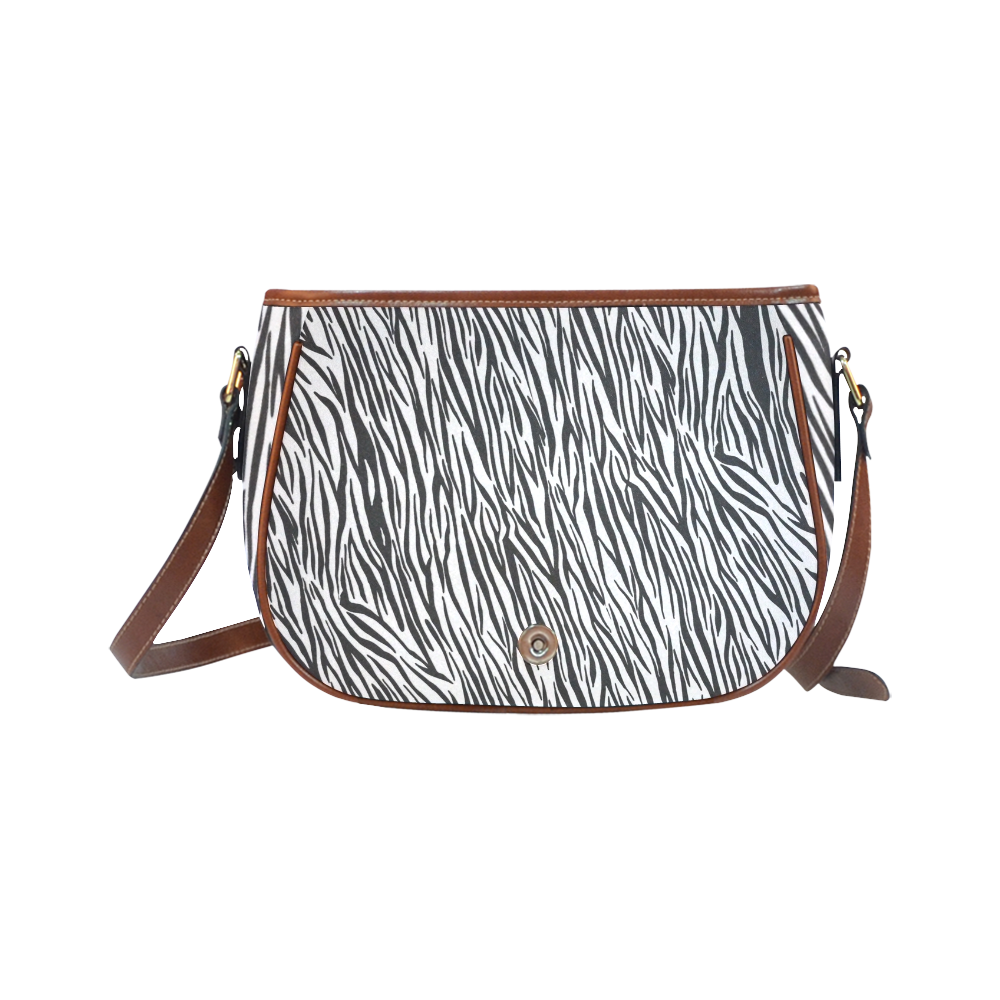 Zebra Stripes Animal Print Fur Saddle Bag/Large (Model 1649)