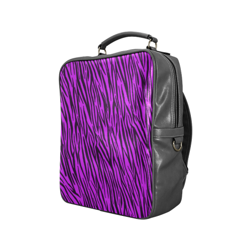 Purple Zebra Stripes Animal Print Fur Square Backpack (Model 1618)