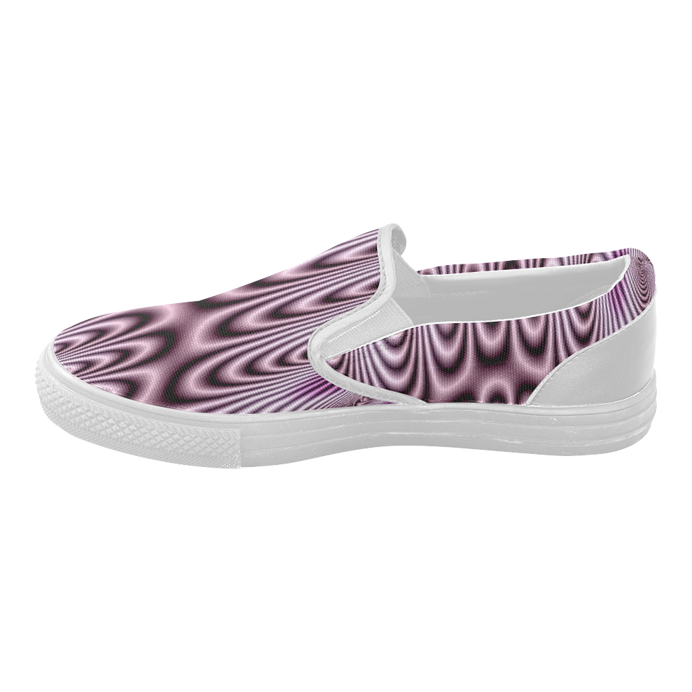 Soft Lilac Fractal Women's Slip-on Canvas Shoes (Model 019)