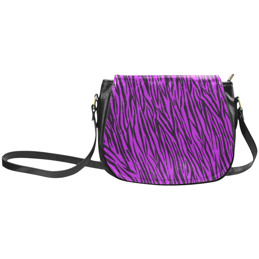 Purple Zebra Stripes Animal Print Fur Classic Saddle Bag/Large (Model 1648)