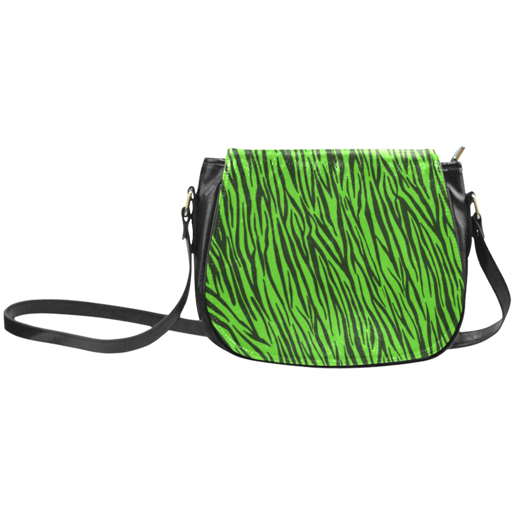 Green Zebra Stripes Animal Print Fur Classic Saddle Bag/Large (Model 1648)