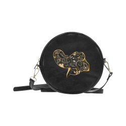 Wonderful gold, black elephant Round Sling Bag (Model 1647)