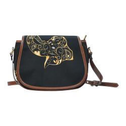 Wonderful gold, black elephant Saddle Bag/Small (Model 1649) Full Customization