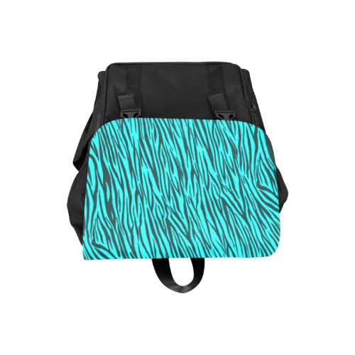Turquoise Zebra Stripes Animal Print Fur Casual Shoulders Backpack (Model 1623)