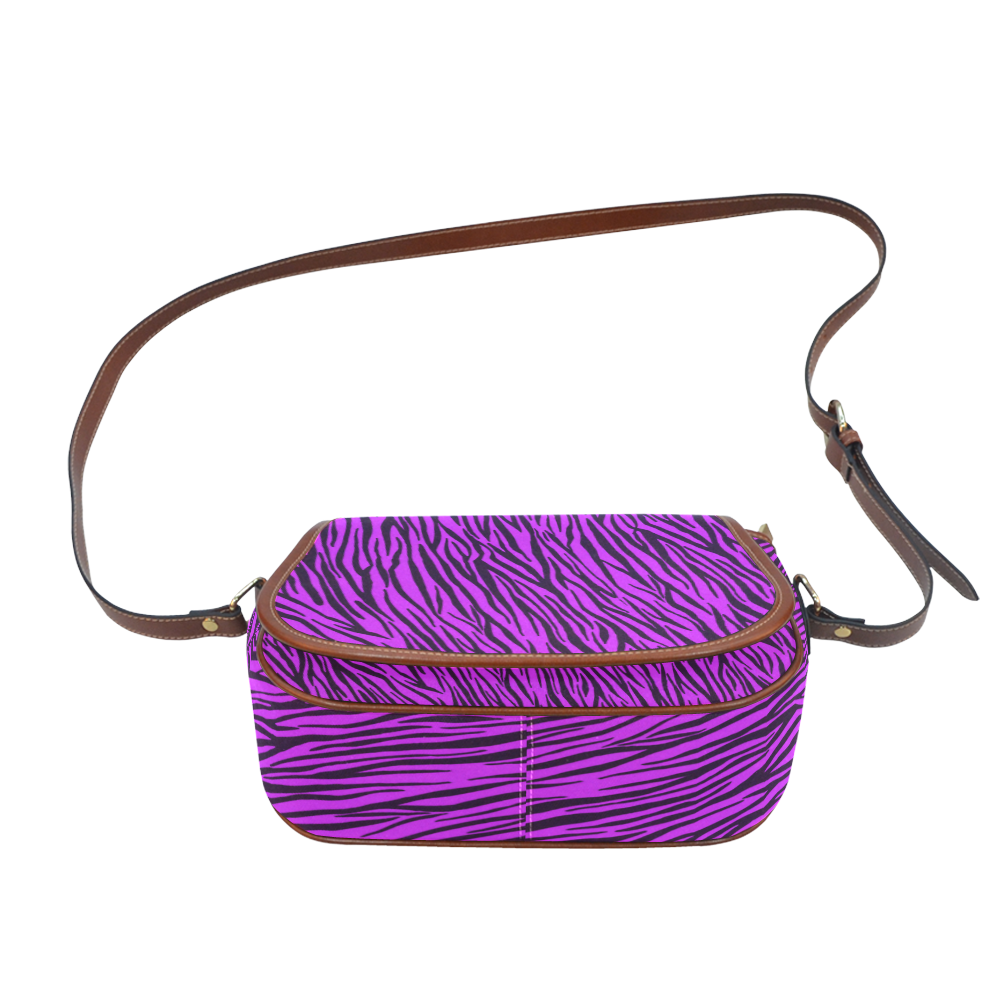 Purple Zebra Stripes Animal Print Fur Saddle Bag/Large (Model 1649)