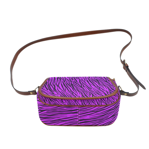 Purple Zebra Stripes Animal Print Fur Saddle Bag/Large (Model 1649)