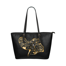 Wonderful gold, black elephant Leather Tote Bag/Small (Model 1651)