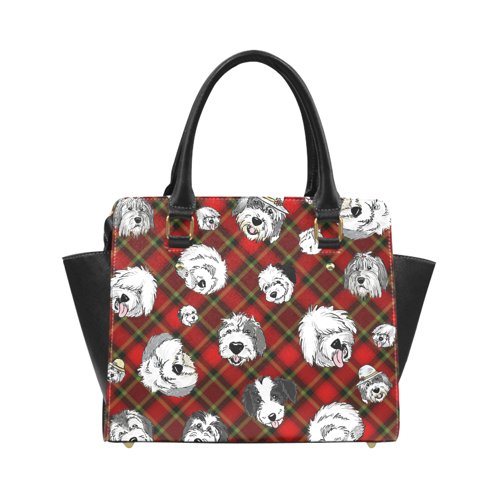 Red Plaid Faces Classic Shoulder Handbag (Model 1653)