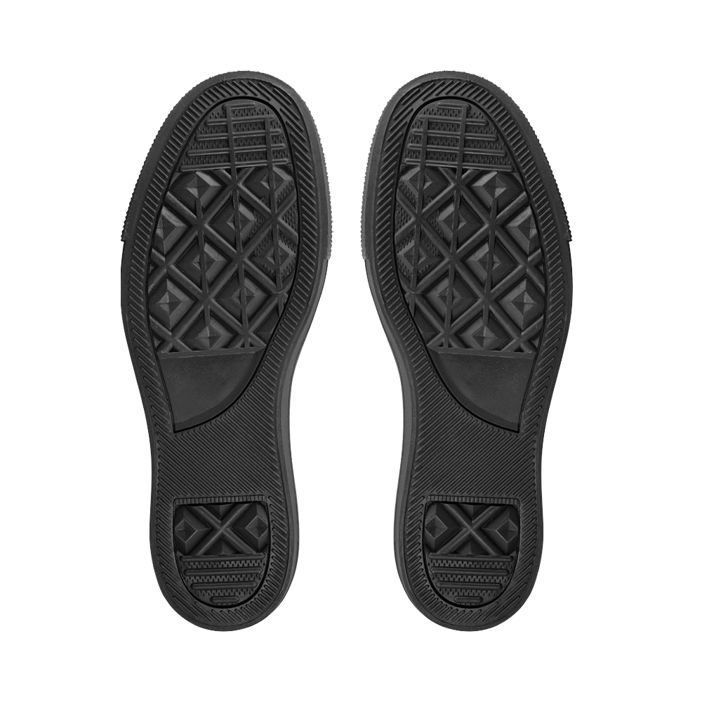 Black flowers pattern Men's Unusual Slip-on Canvas Shoes (Model 019)