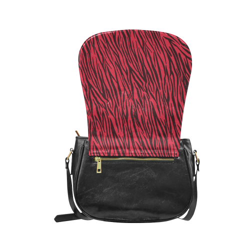 Red Zebra Stripes Animal Print Fur Classic Saddle Bag/Large (Model 1648)