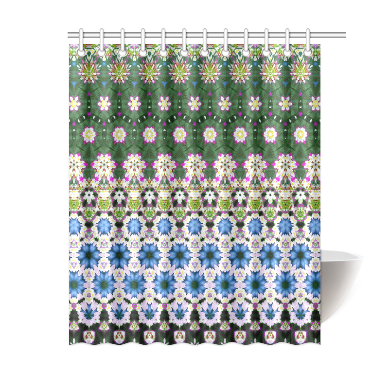 Abstract Ethnic Floral Stripe Pattern Country Ethno Traditional Shower Curtain 60"x72"