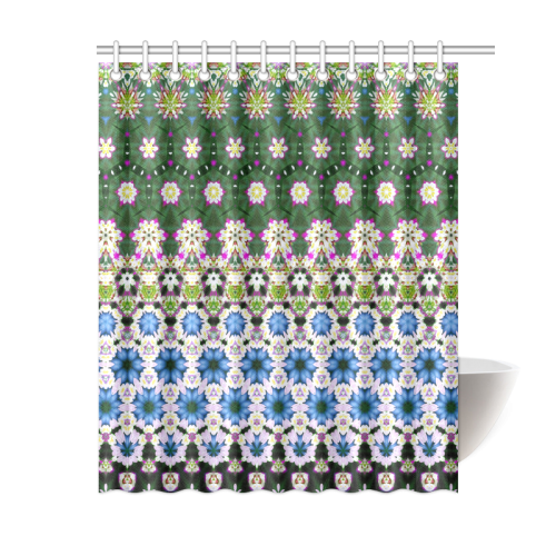 Abstract Ethnic Floral Stripe Pattern Country Ethno Traditional Shower Curtain 60"x72"