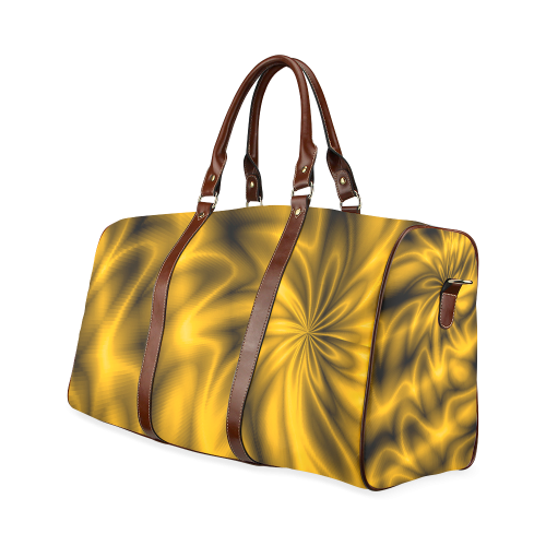 Golden Shiny Swirl Waterproof Travel Bag/Large (Model 1639)