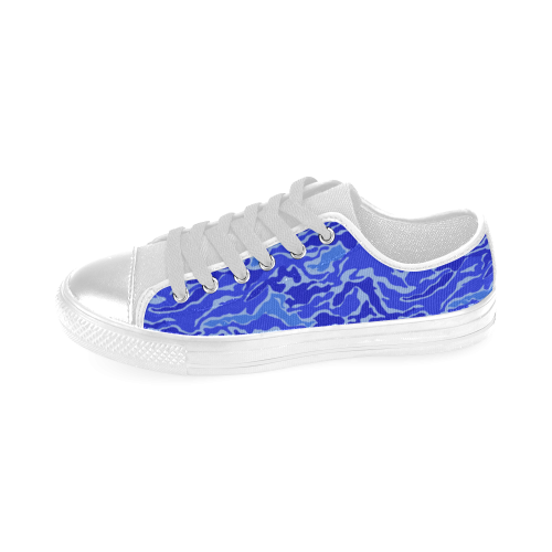 Camo Blue Camouflage Pattern Print Men's Classic Canvas Shoes (Model 018)