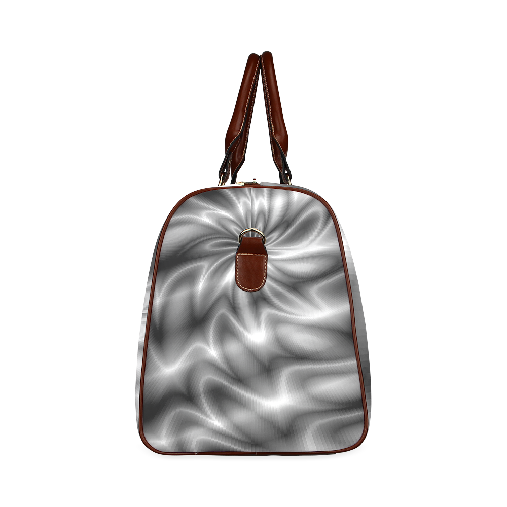 Silver Shiny Swirl Waterproof Travel Bag/Large (Model 1639)