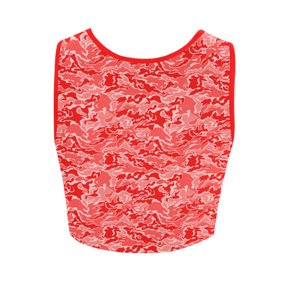 Camo Red Camouflage Print Pattern Women's Crop Top (Model T42)