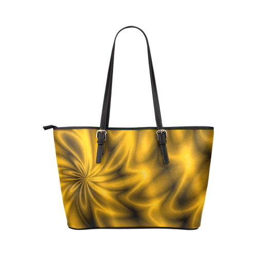 Golden Shiny Swirl Leather Tote Bag/Large (Model 1651)