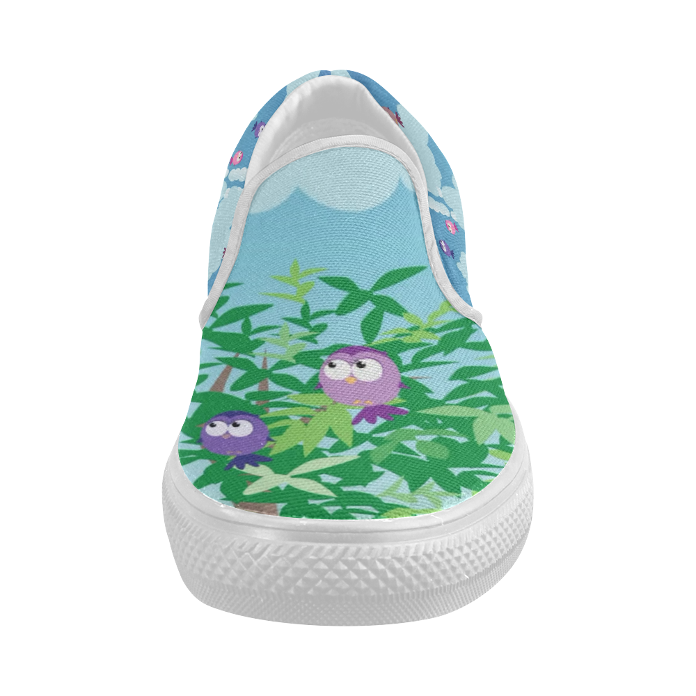 Blue Sky Day Women's Slip-on Canvas Shoes (Model 019)