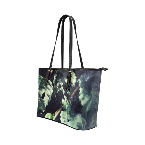 Leaves Leather Tote Bag/Small (Model 1651)