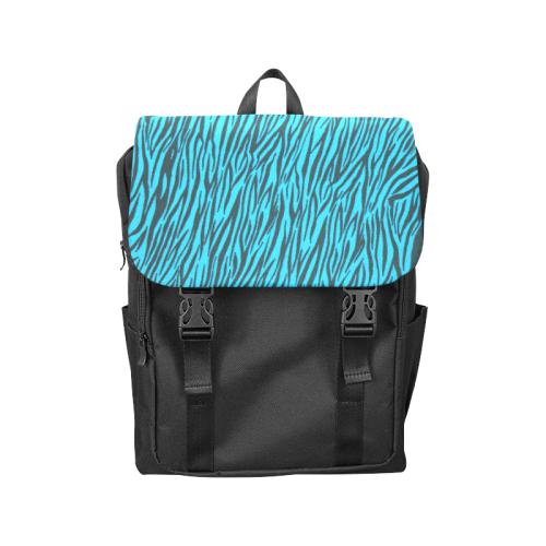 Blue Zebra Stripes Animal Print Fur Casual Shoulders Backpack (Model 1623)
