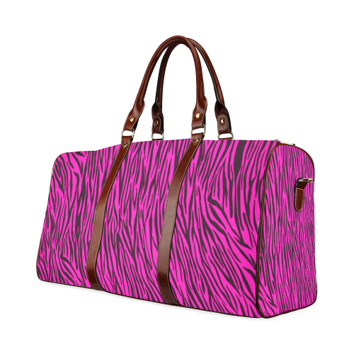 Hot Pink Zebra Stripes Animal Print Fur Waterproof Travel Bag/Small (Model 1639)