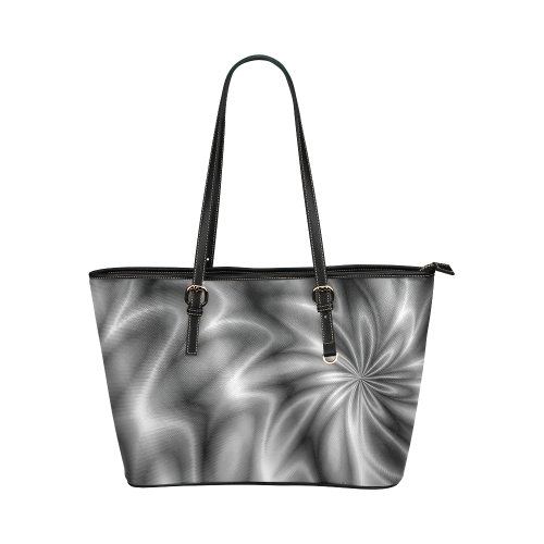 Silver Shiny Swirl Leather Tote Bag/Large (Model 1651)