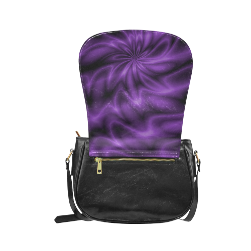 Lilac Shiny Swirl Classic Saddle Bag/Large (Model 1648)